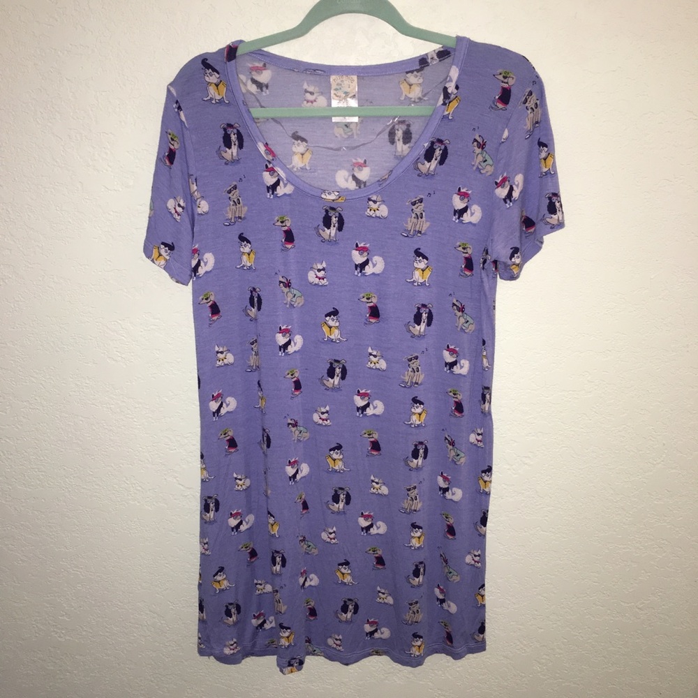 NITE NITE MUNKI MUNKI Sz L Blue Dog Nightgown